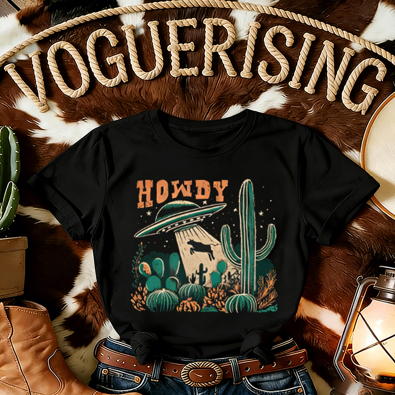Howdy Western Cow UFO T-shirt