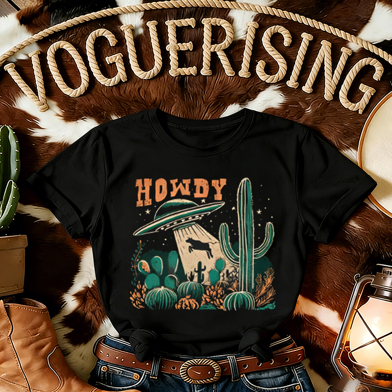 Howdy Western Cow UFO T-shirt