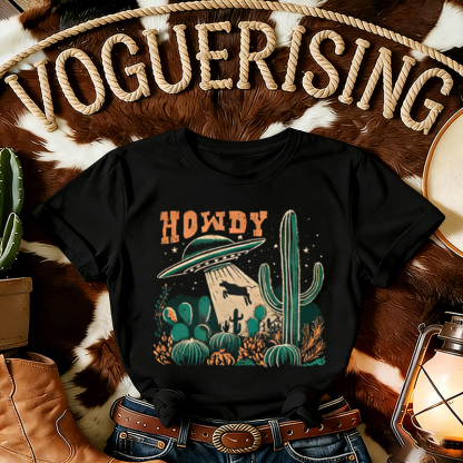 Howdy Western Cow UFO T-shirt