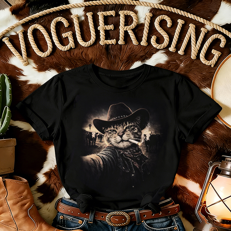 Funny Western Cowboy Cat T-shirt