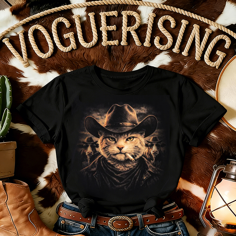 Funny Western Cowboy Cat T-shirt