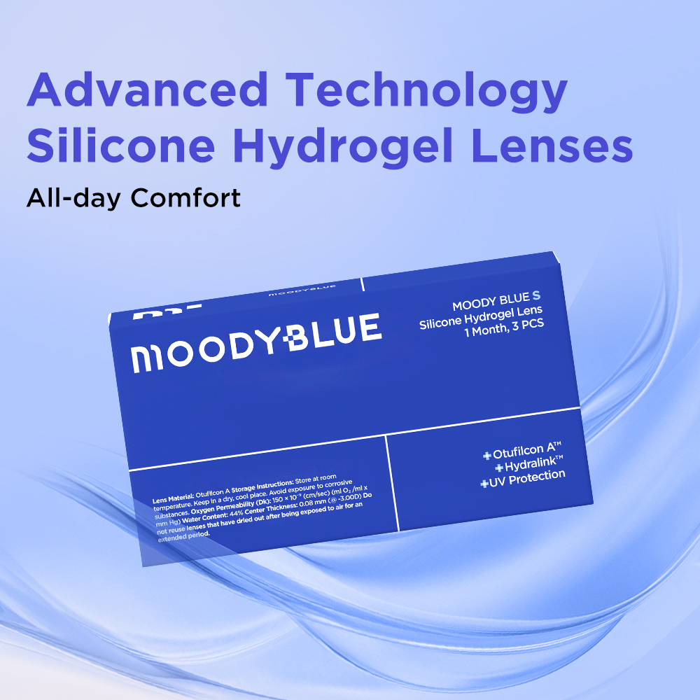 moody BLUE S Series Clear Contacts (Silicone Hydrogel) | 1 Month, 3 pcs