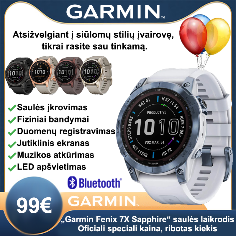 🥳[Oficialus specialus pasiūlymas] „Garmin Fenix ​​7X Sapphire“ išmanusis laikrodis su saulės energija🎉🎉