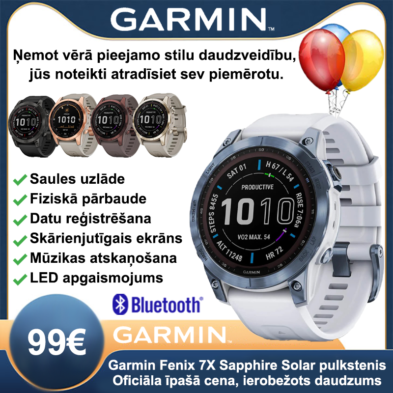🥳[Oficiālais īpašais piedāvājums] Garmin Fenix ​​​​​​7X Sapphire Solar viedpulkstenis🎉🎉