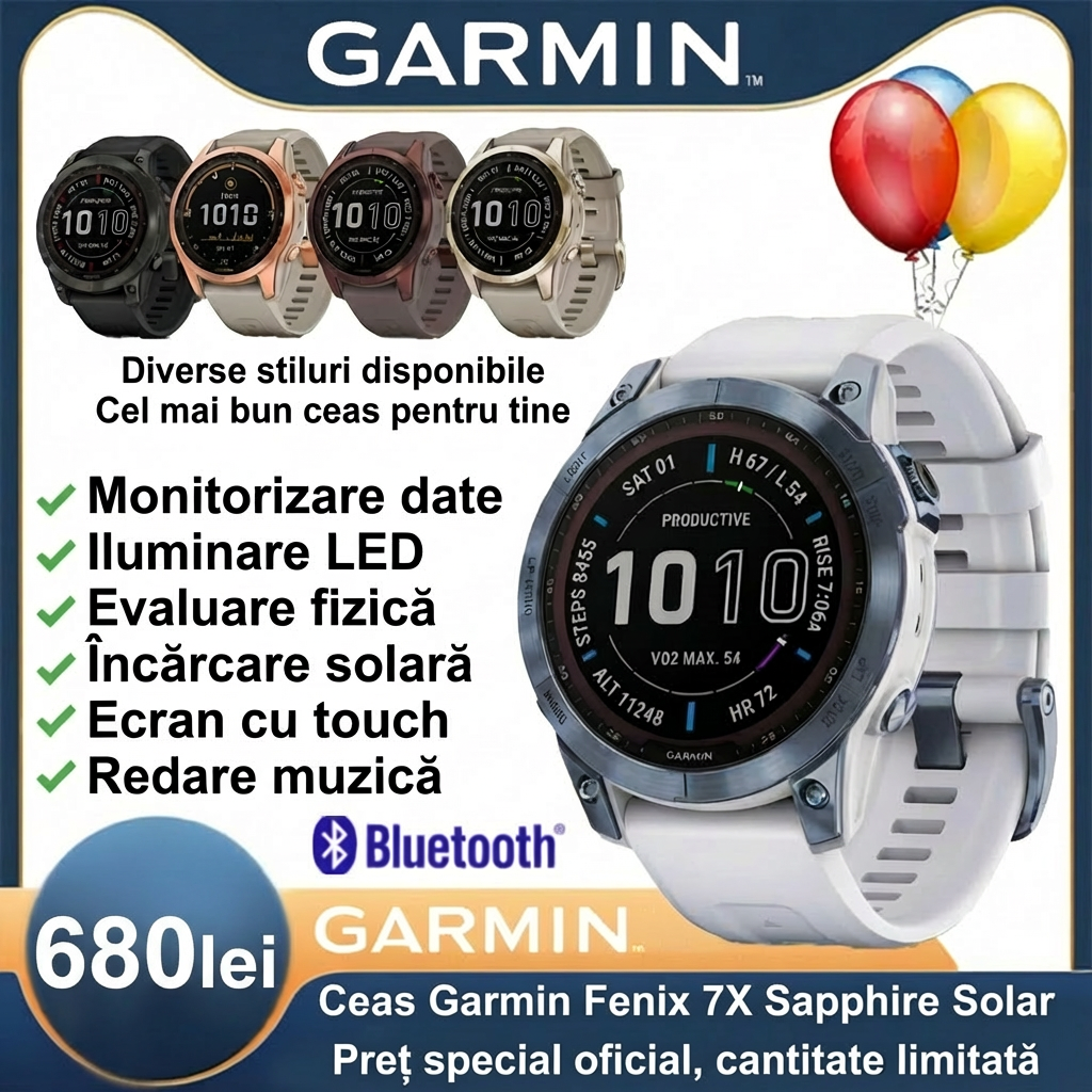 💎【Ofertă specială oficială】Ceas inteligent Garmin Fenix ​​​​7X Sapphire cu energie solară