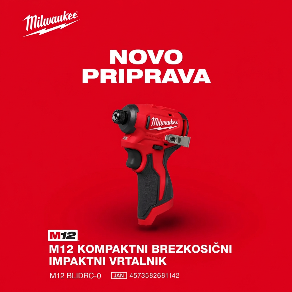 🥳【Uradni originalni izdelek】Milwaukee M12 Brezkrtačni lahki udarni električni izvijač M12 BLIDRC🎉🎉
