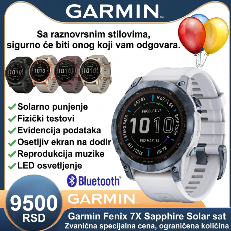 💎【Званична специјална понуда】Паметни сат Garmin Fenix ​​​​​​​​​​​​7X Sapphire Solar