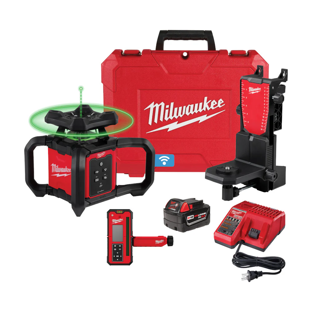 ⚡Milwaukee 3702-21 M18™ zeleni rotacijski laserski nivelir za notranjo uporabo