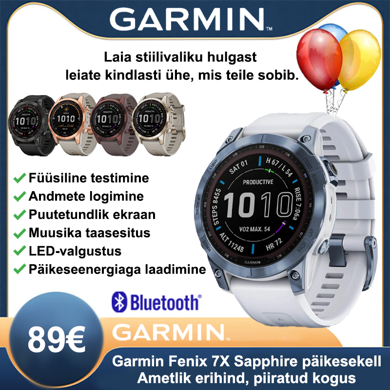 💎【Ametlik eripakkumine】Garmin Fenix ​​​​7X Sapphire päikeseenergial töötav nutikell
