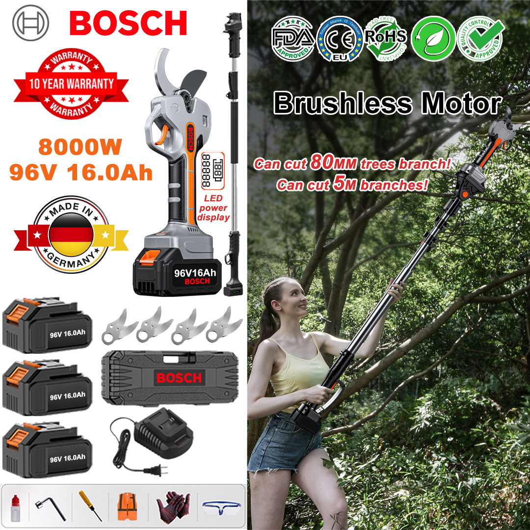 🥳Tesoura de poda sem escova de lítio BOSCH 8000W com haste telescópica!!🎉🎉