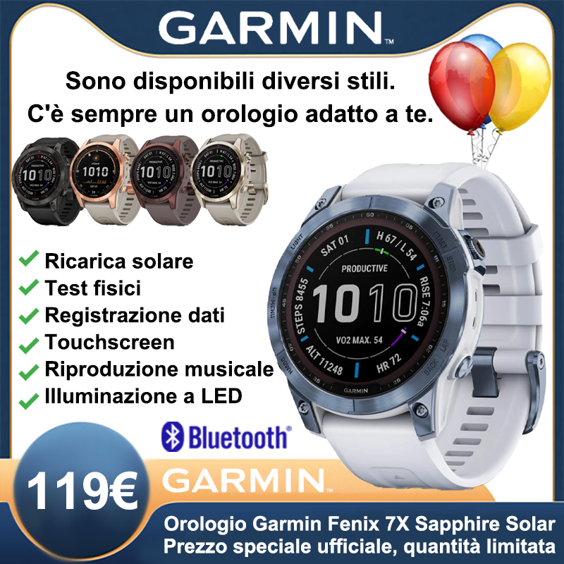 🥳【Offerta speciale ufficiale】Smartwatch Garmin Fenix ​​​​7X, vetro zaffiro, alimentazione solare🎉🎉