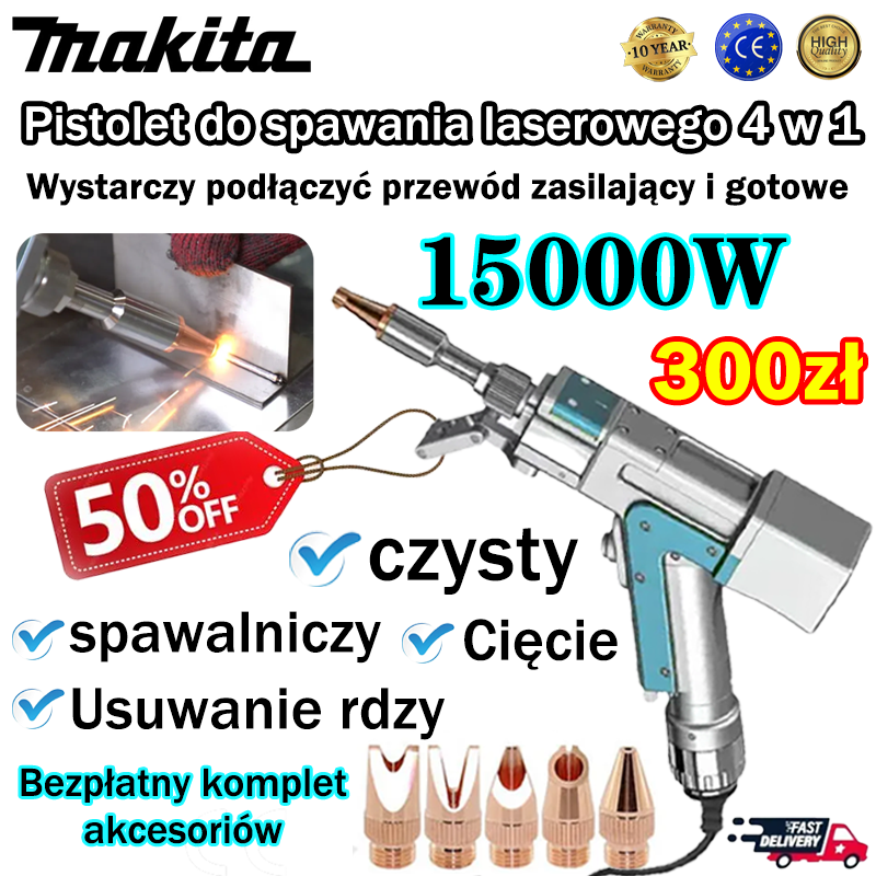 👨‍🔧[Riboto laiko nuolaida!] „Makita“ 15000 W nešiojamas daugiafunkcis lazerinis suvirinimo pistoletas 4 viename🎉🎉