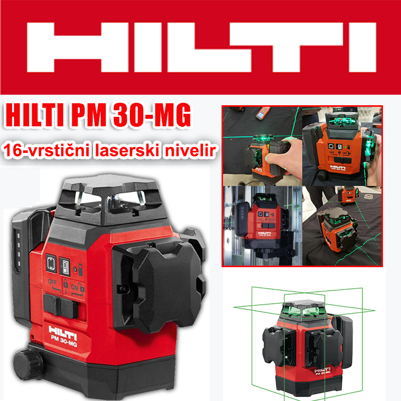 [Uradni pristen izdelek] Hilti PM 30-MG16 linijski laserski nivelir, jasna vidljivost