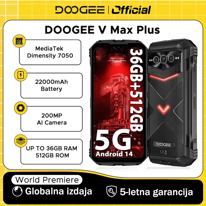 👩‍❤️‍💋‍👨Doogee V Max Plus - globalni 5G pametni telefon (robustna izdaja)🎉