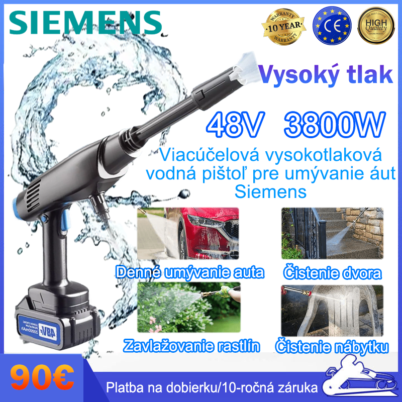 🔫【Časovo obmedzená zľava】Viacúčelová vysokotlaková vodná pištoľ Siemens na domáce umývanie auta