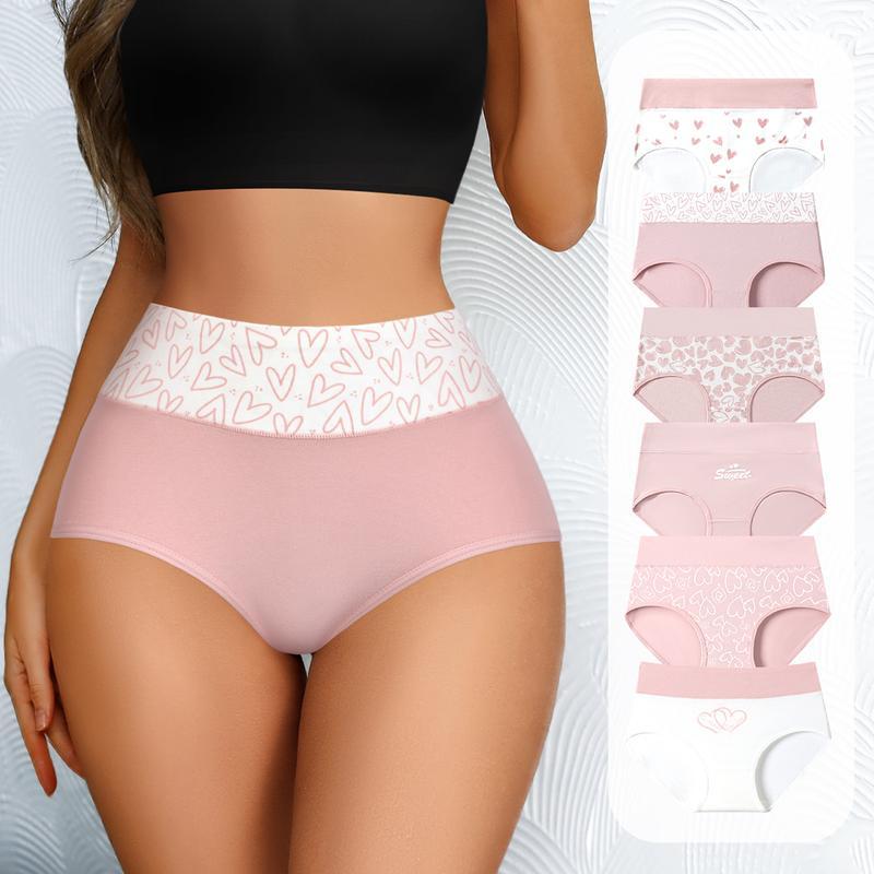 HOTCOM Cute Love Cotton Panties For Women Underwear Print Panty Girls Briefs Breathable Soft Underpants Female Sexy panties 6 Pack