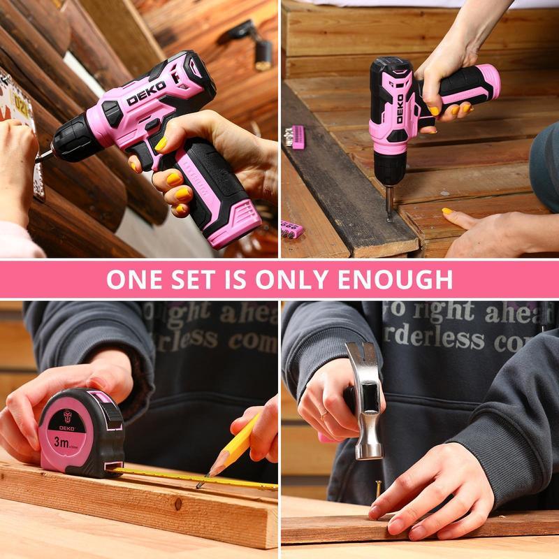 DEKO 8V Cordless Drill Set, 126-Piece Home Tool Kit With Storage Box, Unisex DIY Power Tool Set For Fence Installation, Room Décor, Furniture Assembly, And Daily Repairs