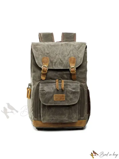 Camera Backpack for Photographers with Large Capacity, Waterproof, Retro Wax Dyed Canvas, Camera Bag, Fits 15 inch L
