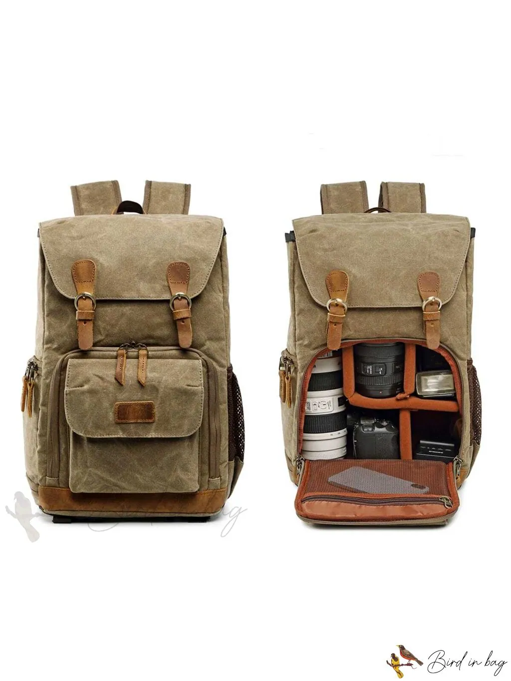 Camera Backpack for Photographers with Large Capacity, Waterproof, Retro Wax Dyed Canvas, Camera Bag, Fits 15 inch L