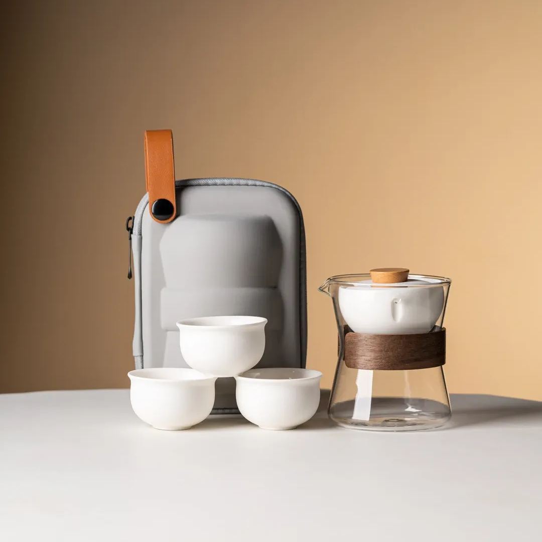 [Summer SALE]“Vortex Kit” - Heat-Resistant Glass Handled Teapot with Rotating Strainer Travel Set