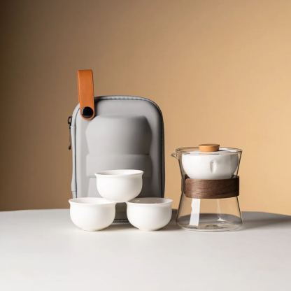 [Summer SALE]“Vortex Kit” - Heat-Resistant Glass Handled Teapot with Rotating Strainer Travel Set