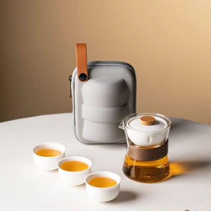 [Summer SALE]“Vortex Kit” - Heat-Resistant Glass Handled Teapot with Rotating Strainer Travel Set
