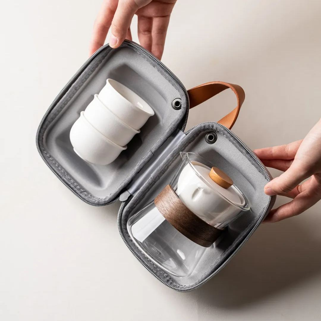 [Summer SALE]“Vortex Kit” - Heat-Resistant Glass Handled Teapot with Rotating Strainer Travel Set