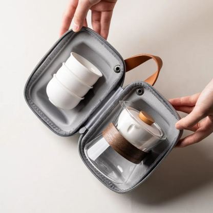 [Summer SALE]“Vortex Kit” - Heat-Resistant Glass Handled Teapot with Rotating Strainer Travel Set