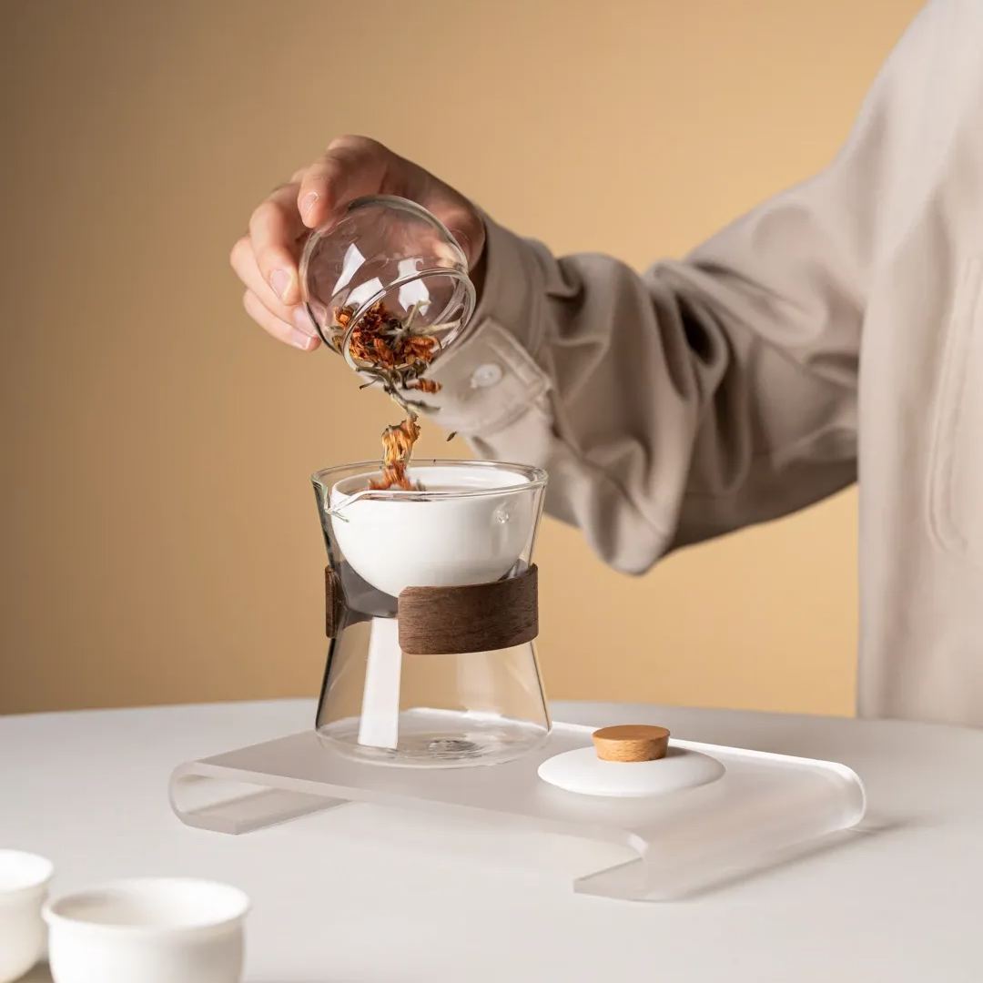 [Summer SALE]“Vortex Kit” - Heat-Resistant Glass Handled Teapot with Rotating Strainer Travel Set