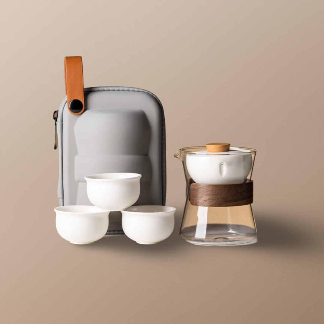 [Summer SALE]“Vortex Kit” - Heat-Resistant Glass Handled Teapot with Rotating Strainer Travel Set