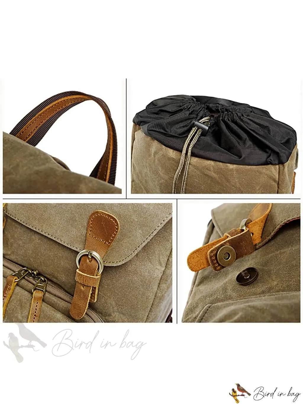 Camera Backpack for Photographers with Large Capacity, Waterproof, Retro Wax Dyed Canvas, Camera Bag, Fits 15 inch L
