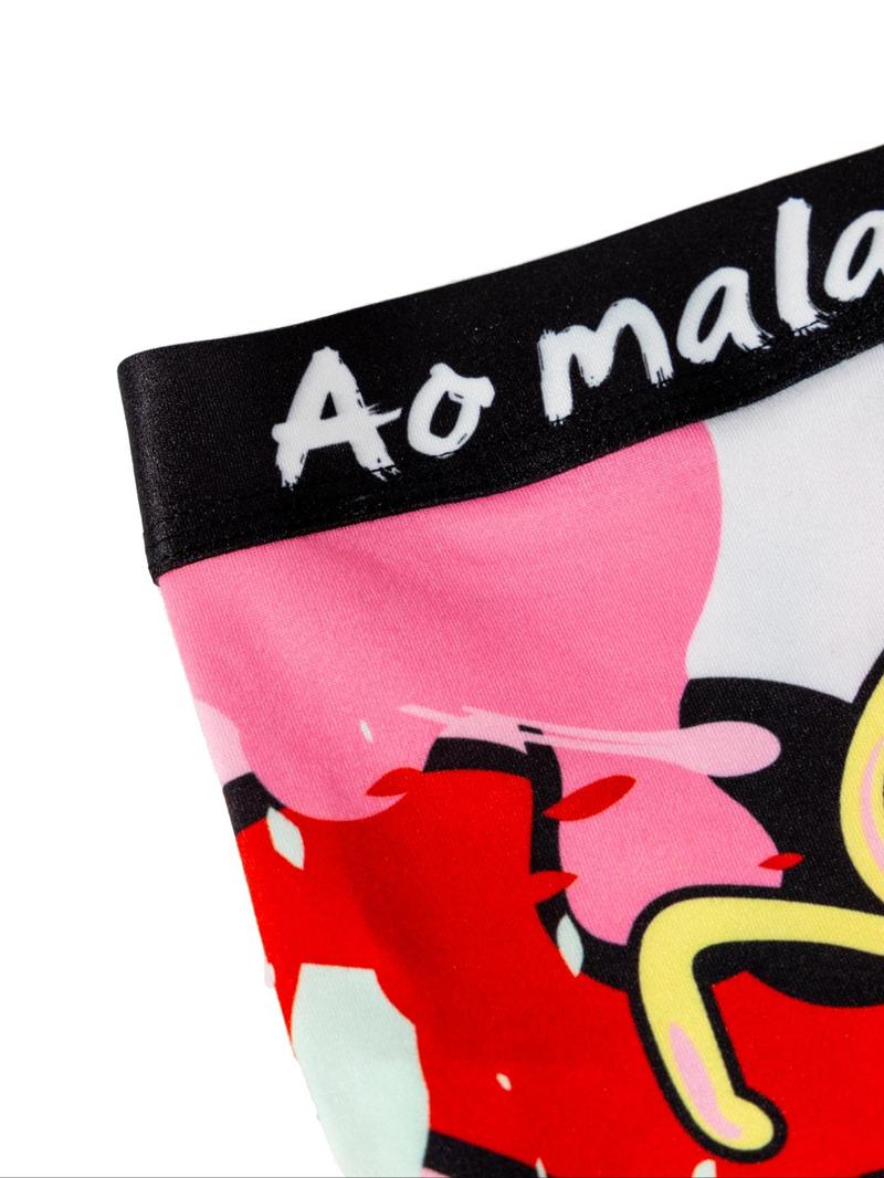 Random Color Men's Graphic Print Boxer Brief, Casual Comfy Breathable Stretch Boxer Shorts for Daily Wear, Boxers for Men, Mens Underwear for All Seasons, Undergarments, Performance Boxer Briefs