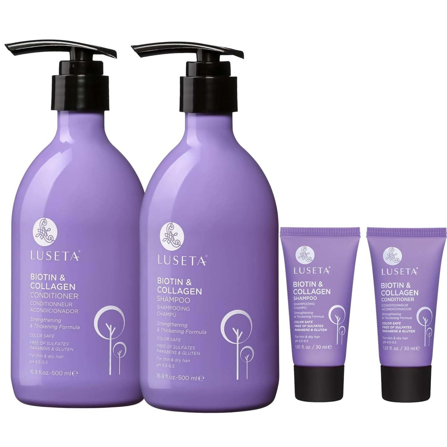 Luseta Biotin Shampoo and Conditioner for HairGrowth - Thickening Shampoo for Thinning Hair andHair Loss - Infused with Argan Oil to Repair DamagedDry Hair - Sulfate Free Paraben Free-2 x 16.9 fl oz