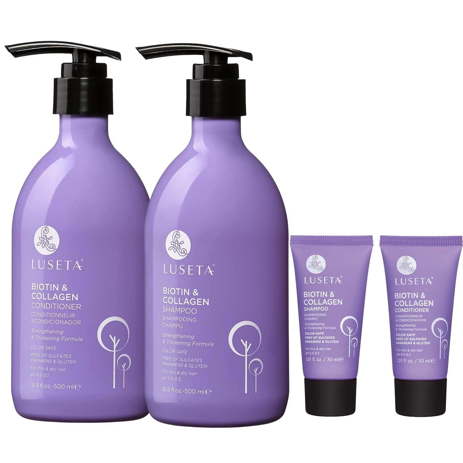 Luseta Biotin Shampoo and Conditioner for HairGrowth - Thickening Shampoo for Thinning Hair andHair Loss - Infused with Argan Oil to Repair DamagedDry Hair - Sulfate Free Paraben Free-2 x 16.9 fl oz