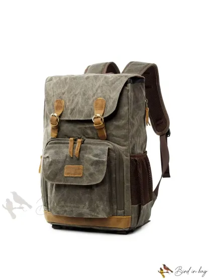 Camera Backpack for Photographers with Large Capacity, Waterproof, Retro Wax Dyed Canvas, Camera Bag, Fits 15 inch L