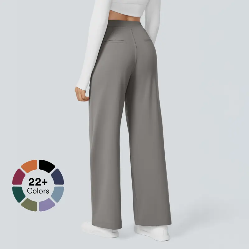 Halara Flex High Waisted Plicated Side Pocket Straight Leg Work Pants 
