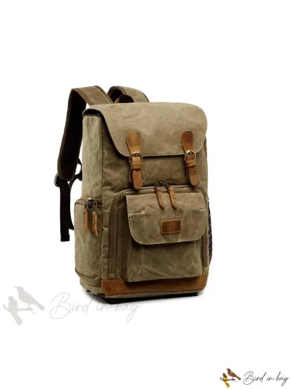 Camera Backpack for Photographers with Large Capacity, Waterproof, Retro Wax Dyed Canvas, Camera Bag, Fits 15 inch L