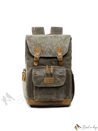 Camera Backpack for Photographers with Large Capacity, Waterproof, Retro Wax Dyed Canvas, Camera Bag, Fits 15 inch L