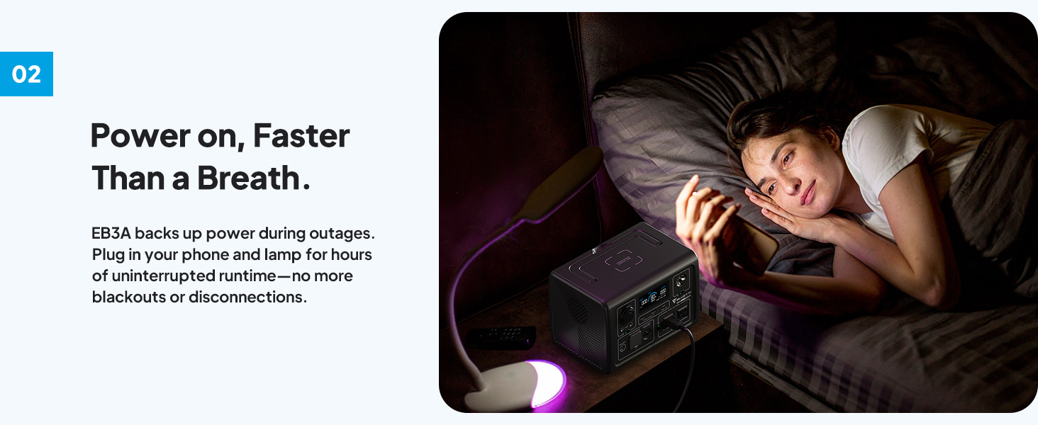 BLUETTI EB3A Portable Power Station Solar Generator UPS Battery Backup