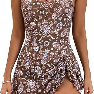 Eomenie One Piece Swimdress Swimsuits for Women Tummy Control Swim Dresses Skirt Bathing Suit Swimwear Swimsuit Slimming Deals for You Days