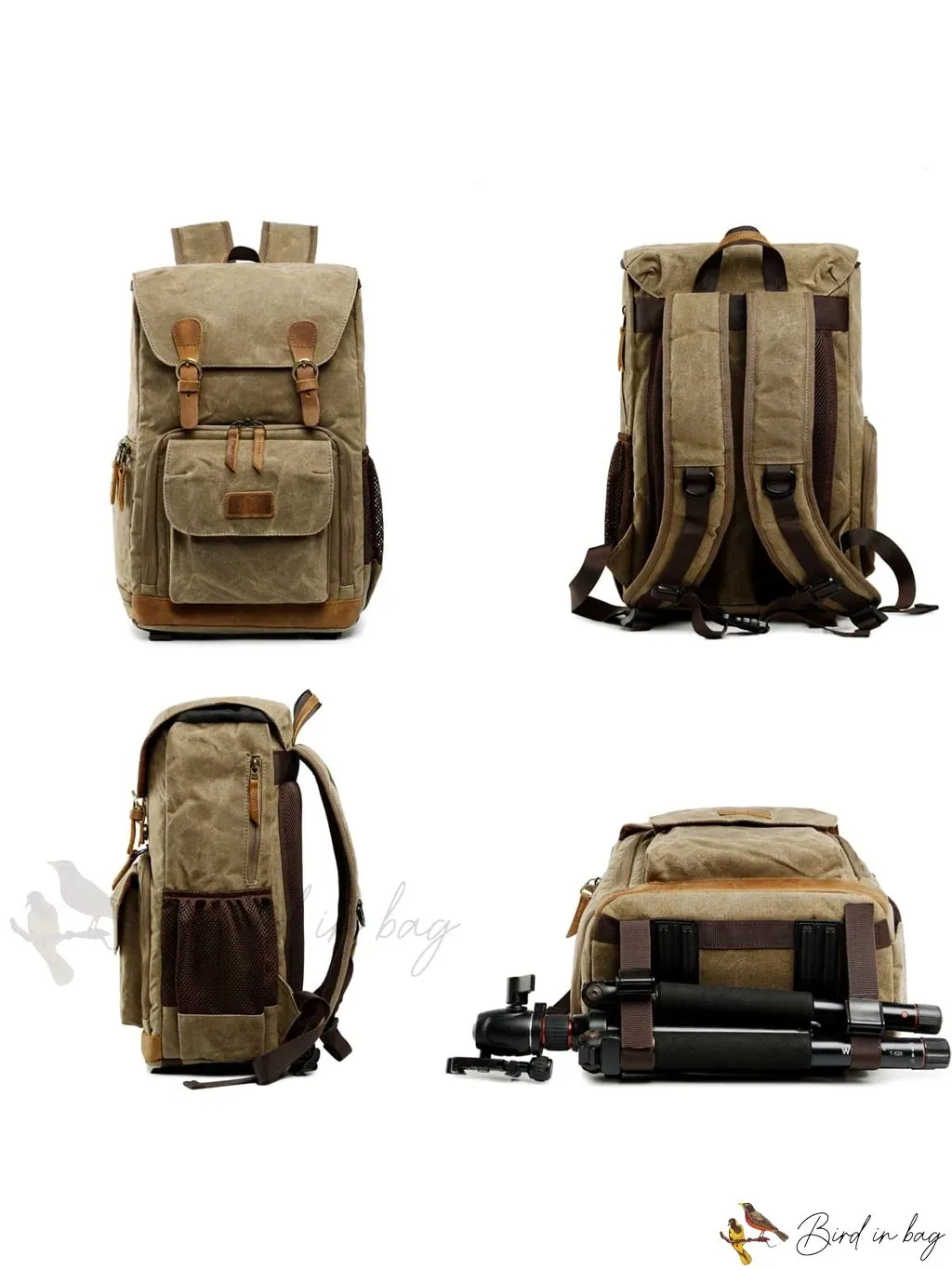 Camera Backpack for Photographers with Large Capacity, Waterproof, Retro Wax Dyed Canvas, Camera Bag, Fits 15 inch L