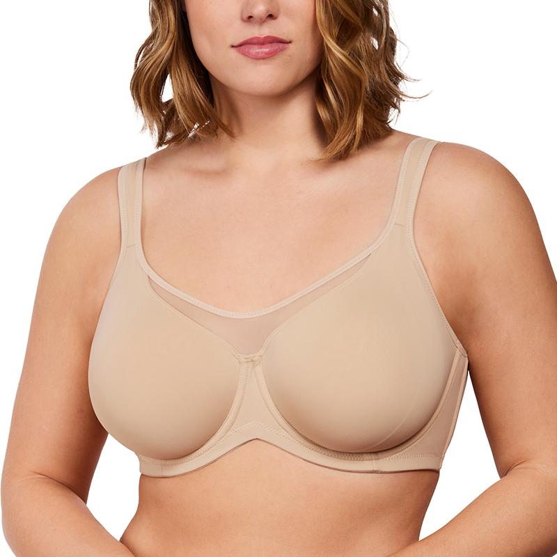 HSIA CoolComfort Plus Size Underwire Smoothing Wide Strap Full Coverage Unlined Minimizer T-shirt Bra dealsforyoudays