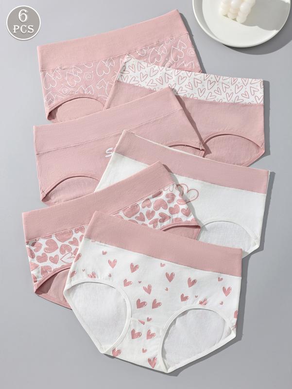 HOTCOM Cute Love Cotton Panties For Women Underwear Print Panty Girls Briefs Breathable Soft Underpants Female Sexy panties 6 Pack