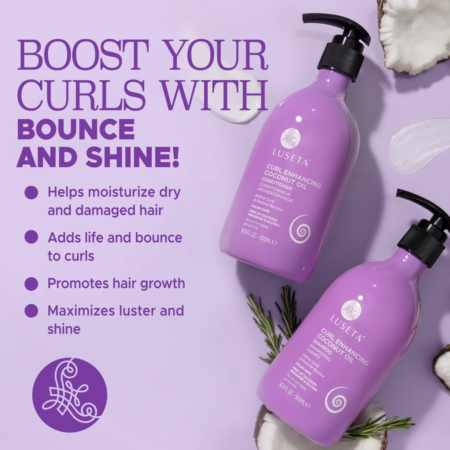 Luseta Biotin Shampoo and Conditioner for HairGrowth - Thickening Shampoo for Thinning Hair andHair Loss - Infused with Argan Oil to Repair DamagedDry Hair - Sulfate Free Paraben Free-2 x 16.9 fl oz
