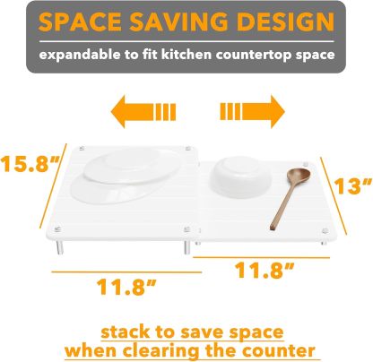 SpaceAid 2 Pack Stone Dish Drying Mats for Kitchen Counter, Expandable Absorbent Rack Dish Pad, Quick Dry Diatomaceous Earth Dishes Mat Tray, Absorbing Sink Stone Mat Board 