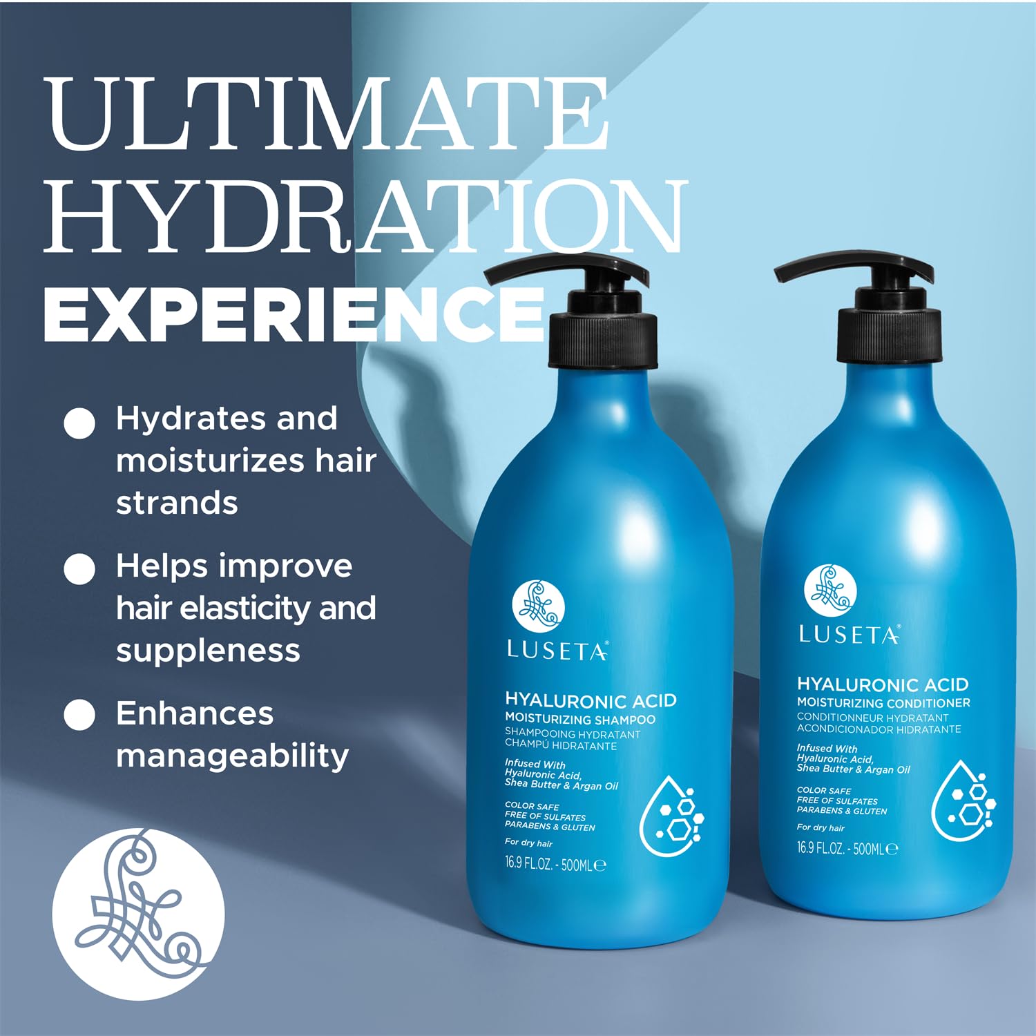 Luseta Biotin Shampoo and Conditioner for HairGrowth - Thickening Shampoo for Thinning Hair andHair Loss - Infused with Argan Oil to Repair DamagedDry Hair - Sulfate Free Paraben Free-2 x 16.9 fl oz