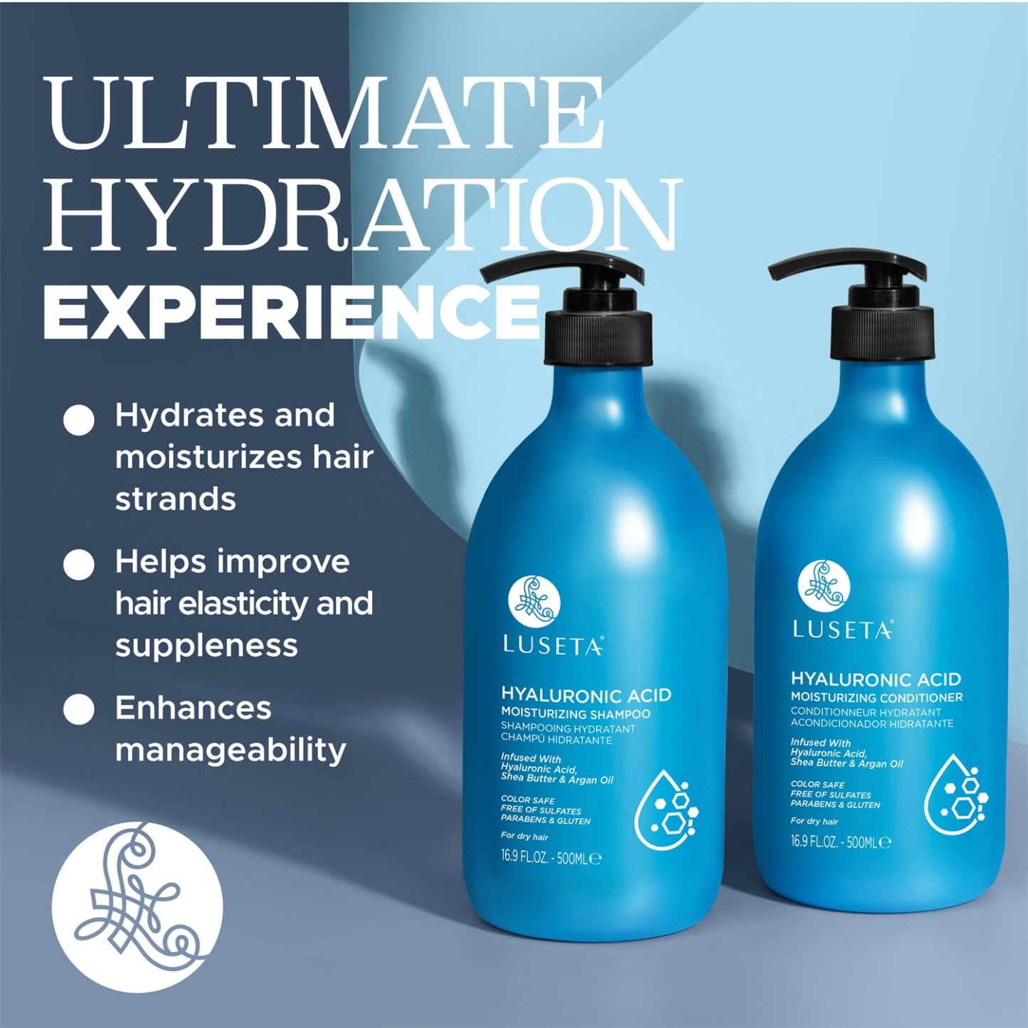 Luseta Biotin Shampoo and Conditioner for HairGrowth - Thickening Shampoo for Thinning Hair andHair Loss - Infused with Argan Oil to Repair DamagedDry Hair - Sulfate Free Paraben Free-2 x 16.9 fl oz