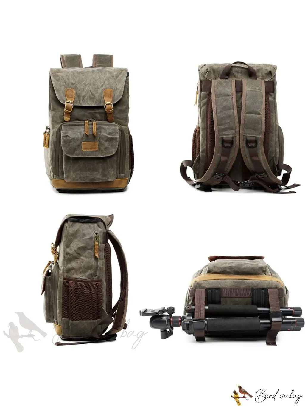 Camera Backpack for Photographers with Large Capacity, Waterproof, Retro Wax Dyed Canvas, Camera Bag, Fits 15 inch L