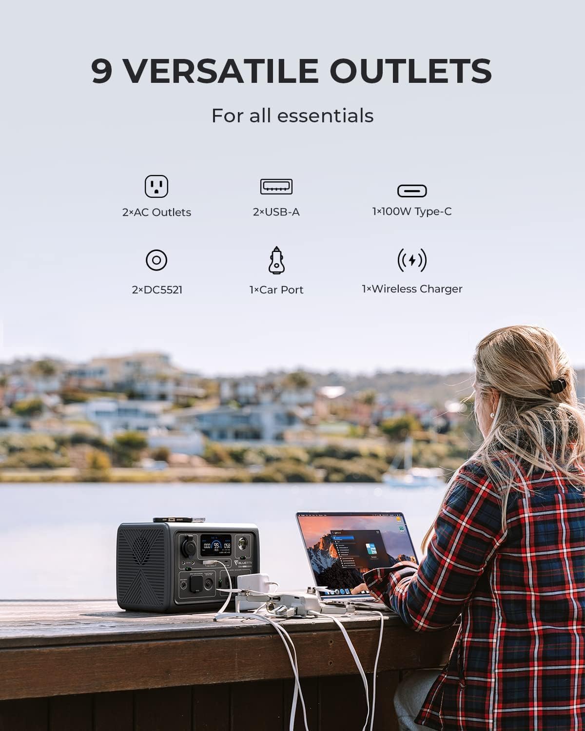 BLUETTI Solar Generator EB3A, 268Wh LiFePO4 Battery Backup w/ 2 600W (1200W Surge) AC Outlets, Recharge from 0-80% in 30 Min., LFP Backup for Outdoor Camping, Trip, Power Outage