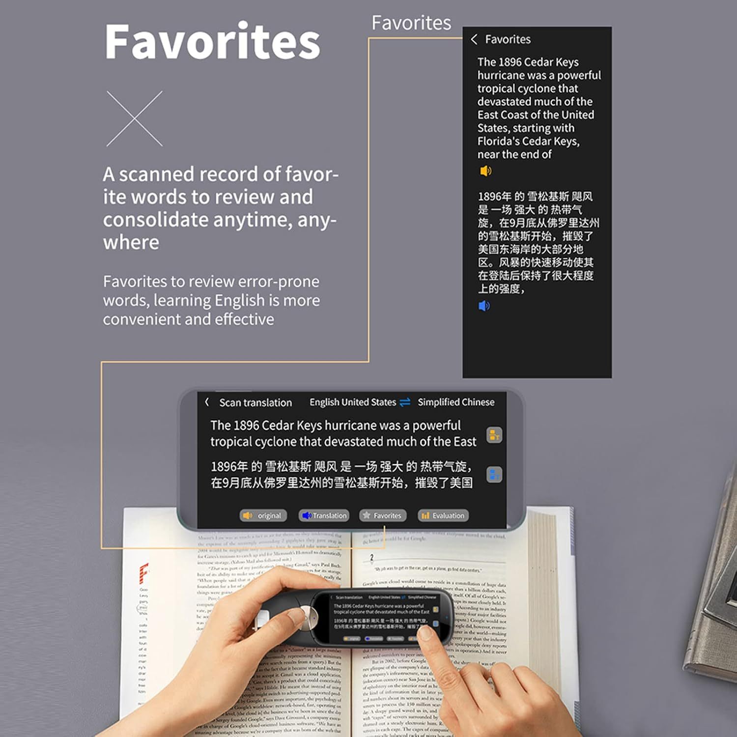 Translation Pen Scanner Translator, 116 Languages Fast High Accuracy Smart Translator with Photo Translation, Noise Reduction Portable Scanning Translator for Language(Black Global Translation) visio